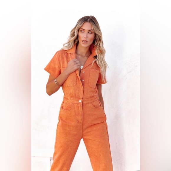 Vici Cotton Orange Jumpsuit Utility - Picture 4 of 13